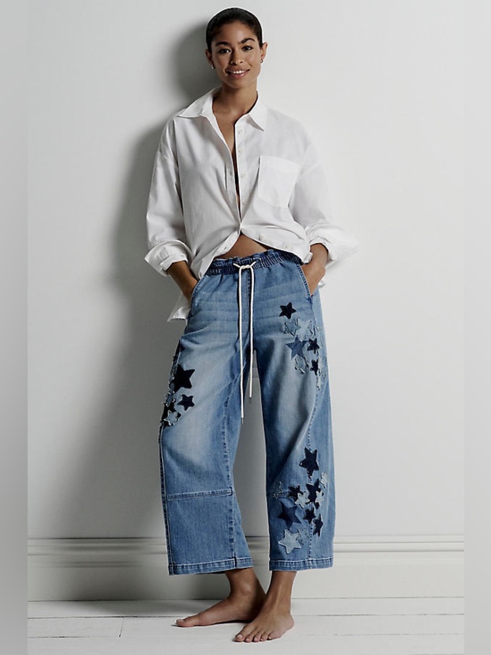 Anthropologie Pilcro Izzie Relaxed Star Pull-On Barrel Jeans M